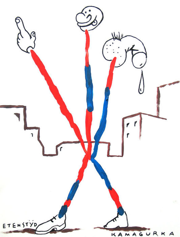 KAMAGURKA schilderij op papier met lijst verkocht voor € 270!