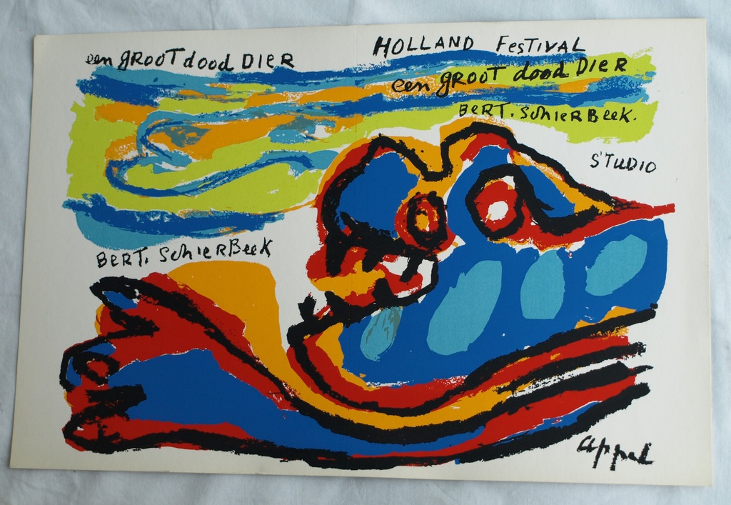 Karel Appel : Zeefdruk , Een groot dood dier – Holland Festival 1963  kopen? Bied vanaf 50!