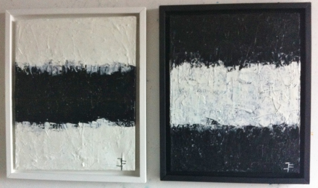 " Black White Black " - John Foppen - 2 stuks - Pendant-ingelijst-Gesigneerd.  kopen? Bied vanaf 129!