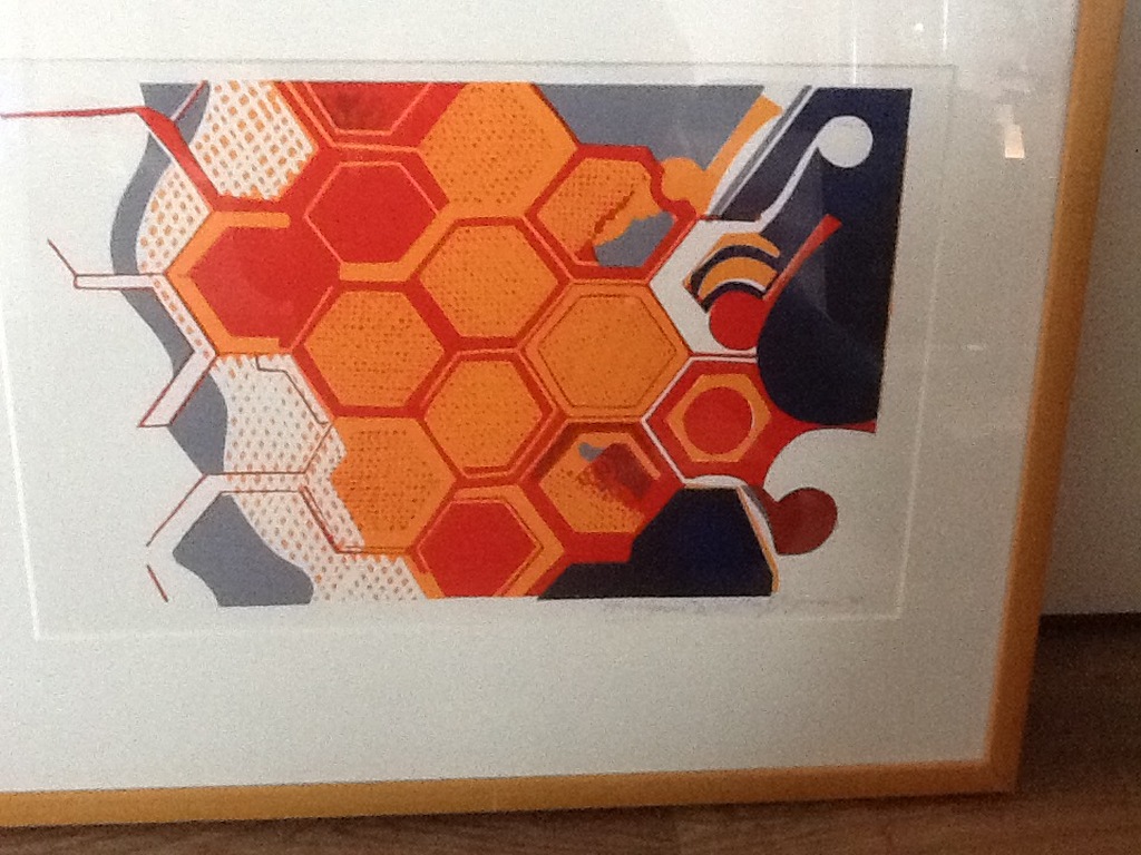 Jos B.J.Wigman : Handgesigneerde linosnede afdruk ' Honingraat '  kopen? Bied vanaf 25!