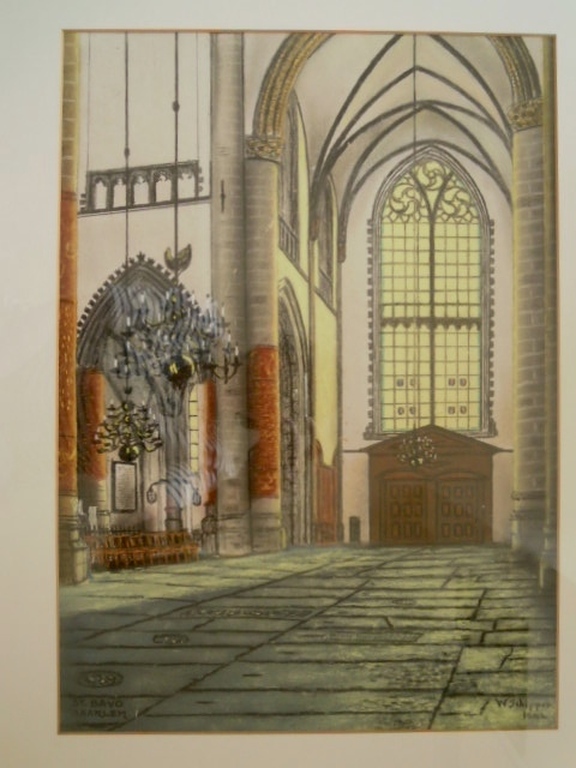 Grote tekening uit 1942 van W.SCHIPPER - SINT BAVO HAARLEM 72 X 54 CM=INGELIJST kopen? Bied vanaf 15!