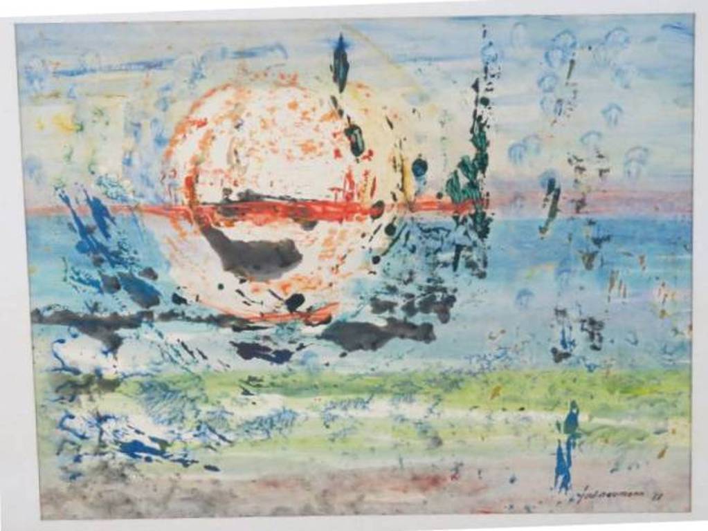 Juul Neumann: Gemengde techniek; aquarel en acryl, Zonsondergang kopen? Bied vanaf 50!