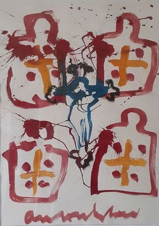 ANTON HEYBOER, gesigneerde gouache op papier, groot werk kopen? Bied vanaf 239!