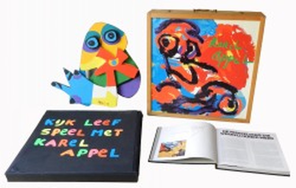 karel Appel, zeefdruk schilderskist deksel. kopen? Bied vanaf 300!