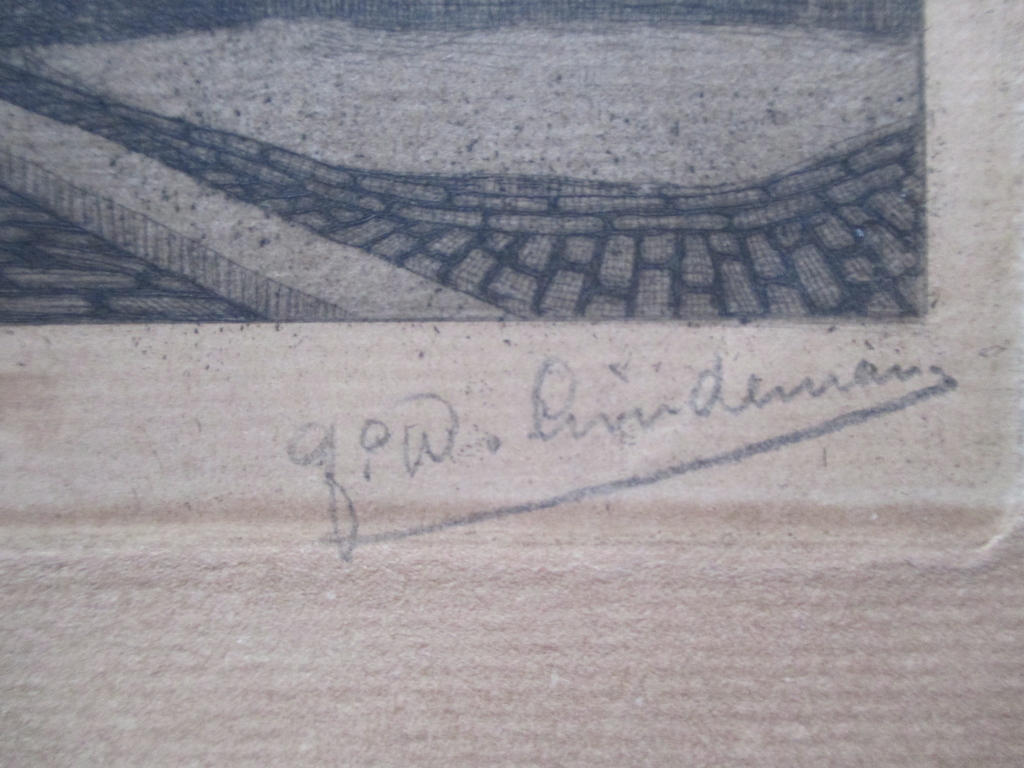 J.W. Lindeman, ets Amsterdam, gezicht op de Oude Kerk vanuit de Wijde Kerksteeg. kopen? Bied vanaf 1!