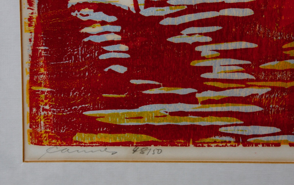 Flip van der Burgt: 3 kleuren houtsnede: Cannes kopen? Bied vanaf 175!