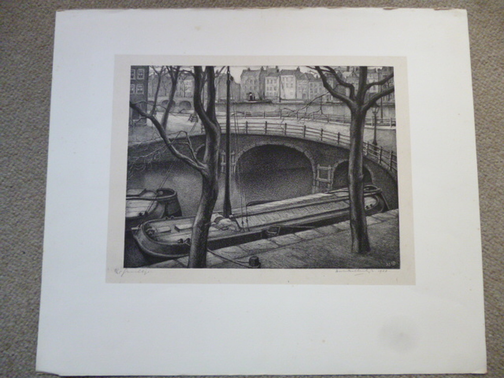 Aart van Dobbenburgh - litho - Grachtje (Amsterdam) kopen? Bied vanaf 50!