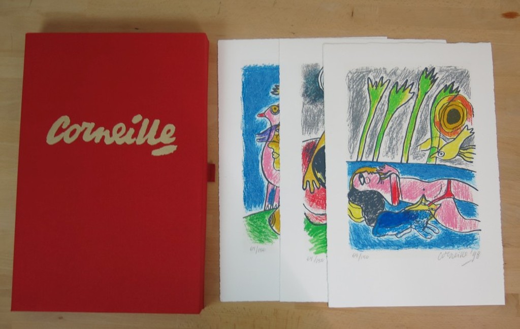 Corneille: Portfolio (luxe editie) met 3 Zeefdrukken + boek, Femme et Oiseaux II verkocht voor € 370!