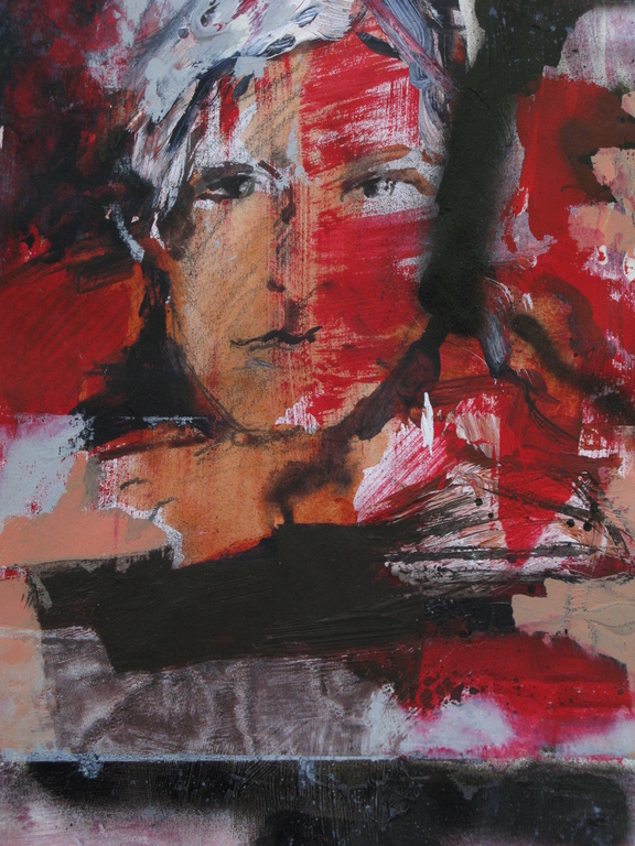 ABSTRACT portret in mixed media - gesigneerd kopen? Bied vanaf 45!