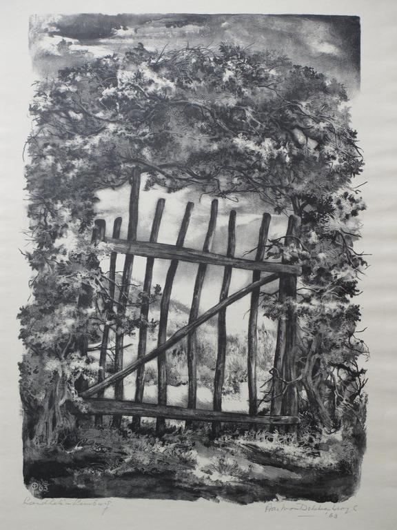 Aart van Dobbenburgh, Landhek in Limburg, Litho 1963 kopen? Bied vanaf 30!