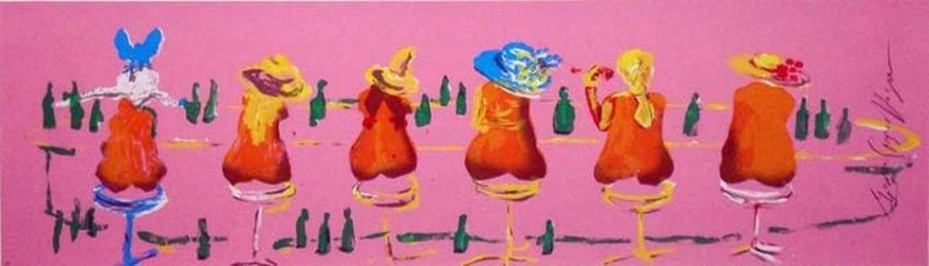 Espen Greger Hagen - Zeefdruk - Six Ladies at the Pink Bar verkocht voor € 95!