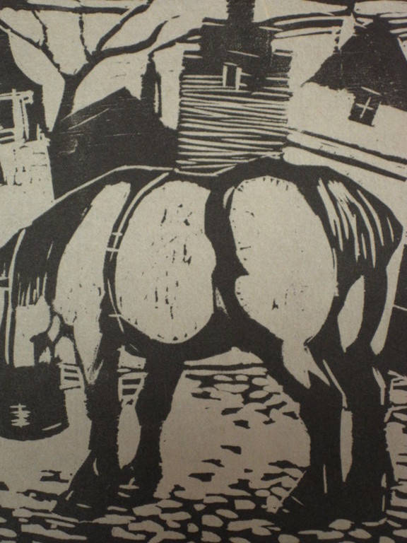 Nieuwe Haagse School houtsnede van Jenny Dalenoord 1918-2013 gesigneerd verkocht voor € 45!