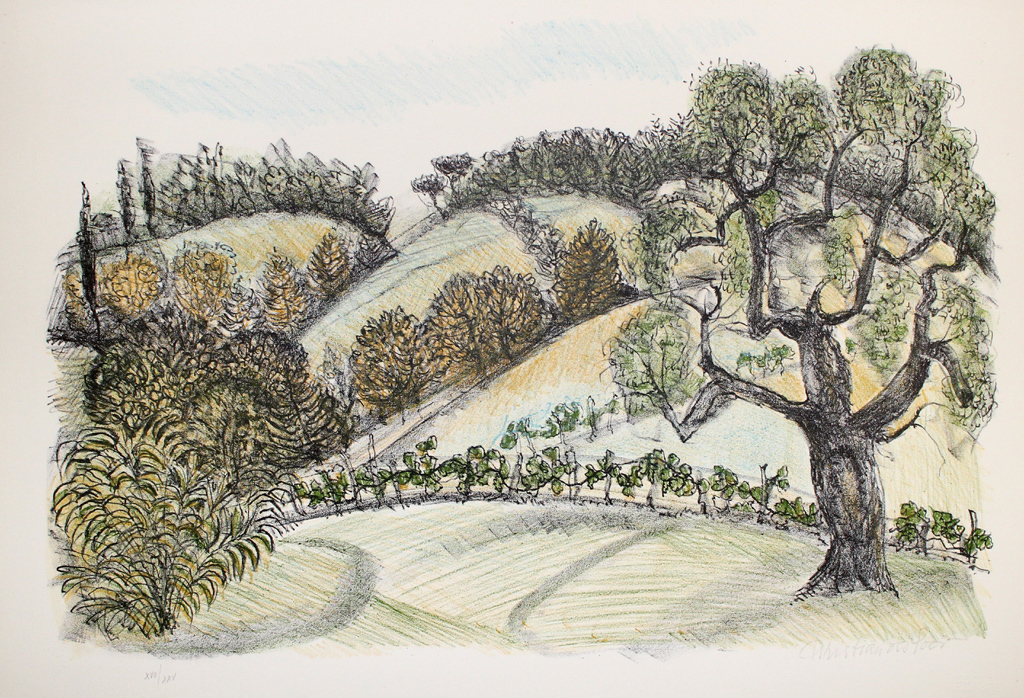 Chris de Moor. -LANDSCHAP I- Lithografie. Handgesigneerd en genummerd. verkocht voor € 47!