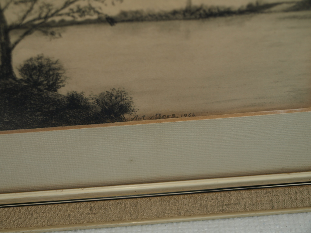 Ant. v. Oers – Tekening – Aan het water – Gesigneerd & ingelijst - 1964  kopen? Bied vanaf 1!