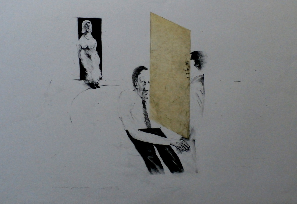 Kees Spermon - litho: Conversation piece Yellow - 1973 verkocht voor € 45!