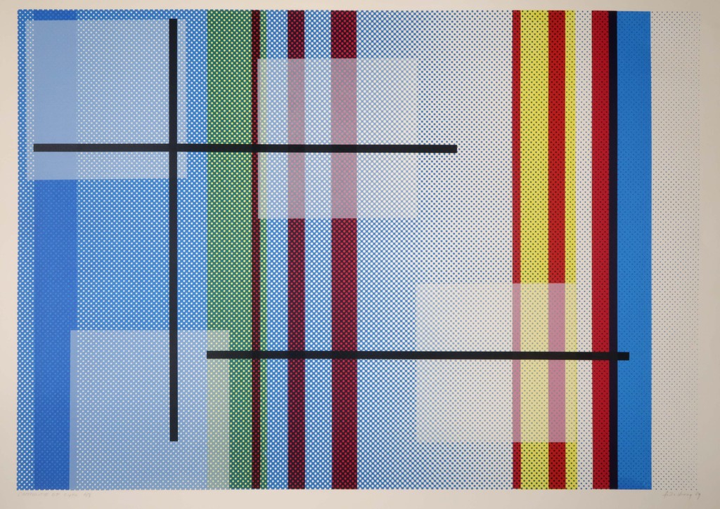 Frits Droog: Zeefdruk, Compositie op cyan kopen? Bied vanaf 35!