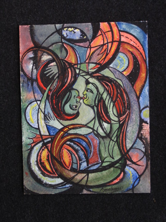 Kornelis Lodder 1892-1987 expressionistisch aquarel " Kain en Naama " gesigneerd kopen? Bied vanaf 1!