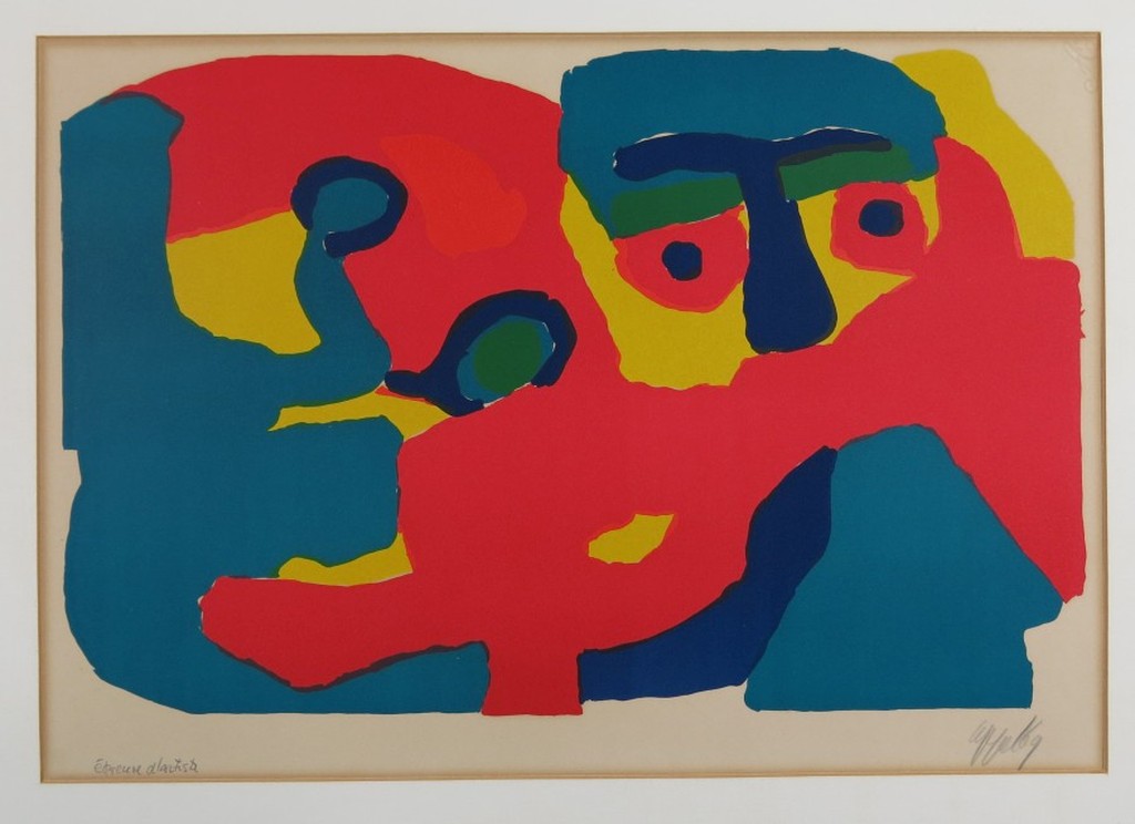 Karel Appel: Litho, Man met sjaal verkocht voor € 350!