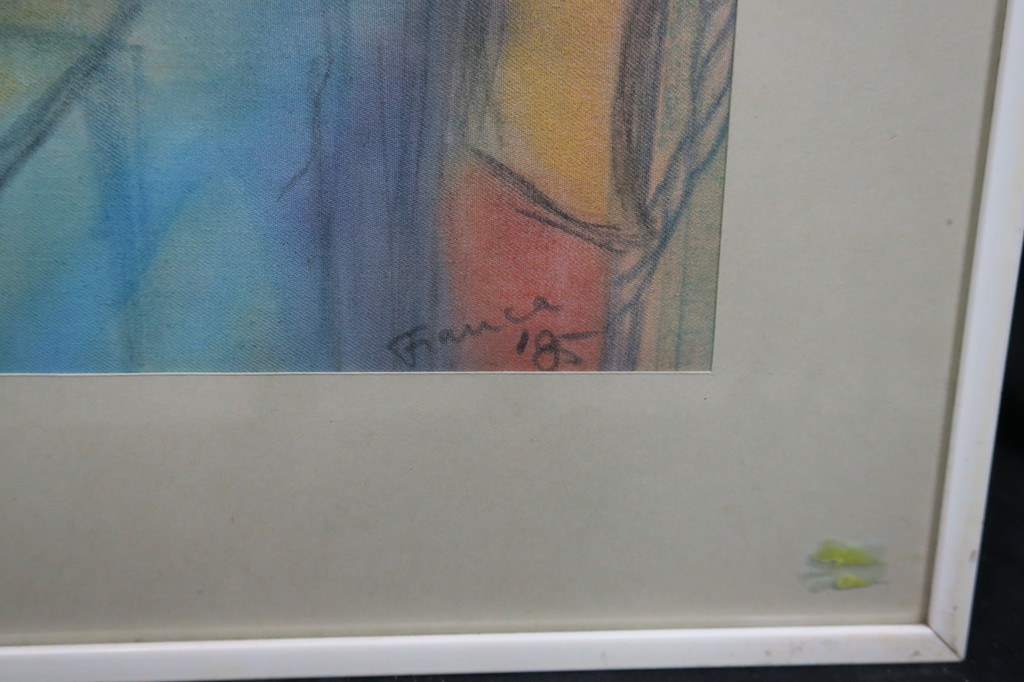 Franca Muller Jabusch: Krijttekening op stof, Z.T. Man met hoed - Ingelijst kopen? Bied vanaf 1!