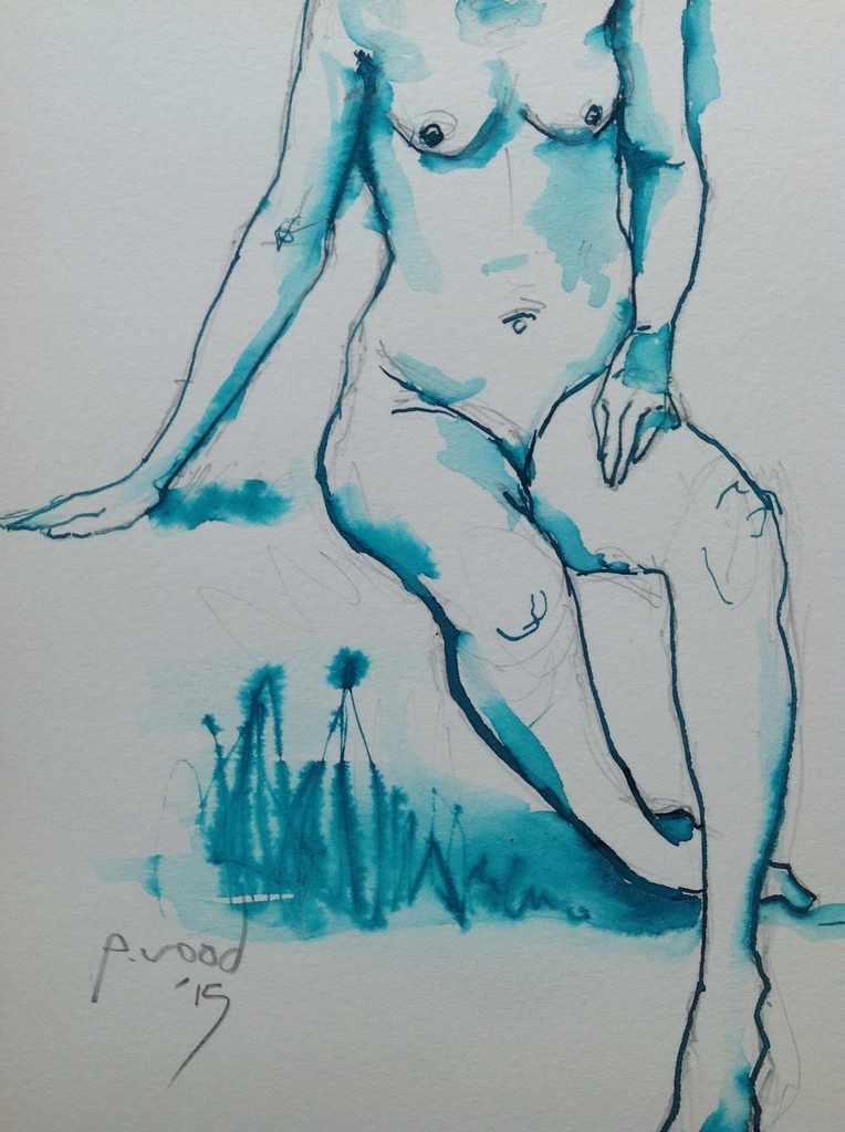 Pauline Wood,Origineel aquarel en pentekening,Nude Female kopen? Bied vanaf 40!