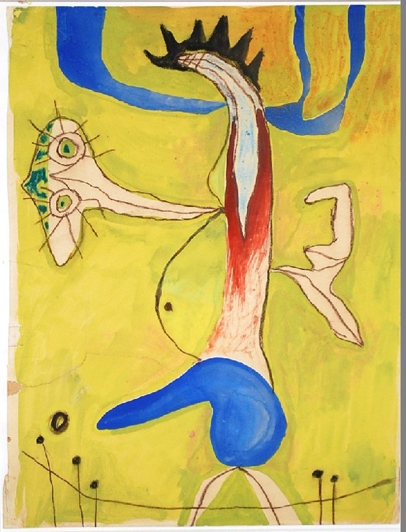 Lucebert: Originele Pastel/Aquarel Compositie met Figuur. kopen? Bied vanaf 500!