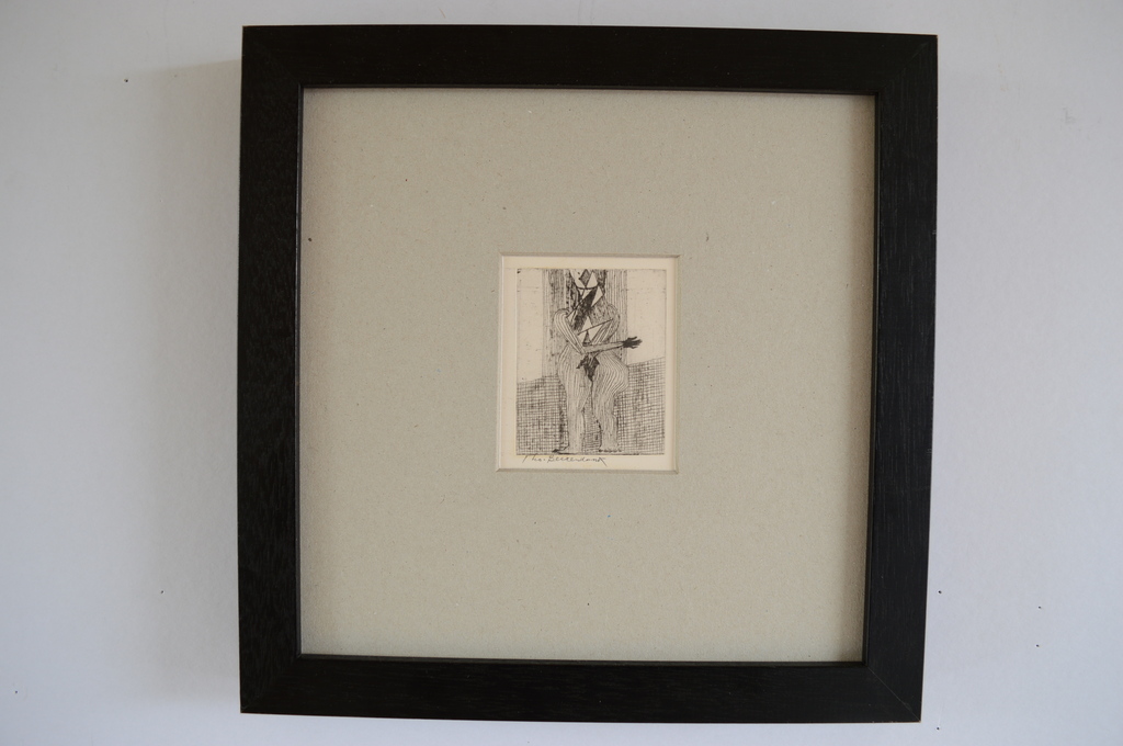 Theo Beerendonk - ets, 7 x 12 ca. 1970 - frontaal naakt  kopen? Bied vanaf 35!