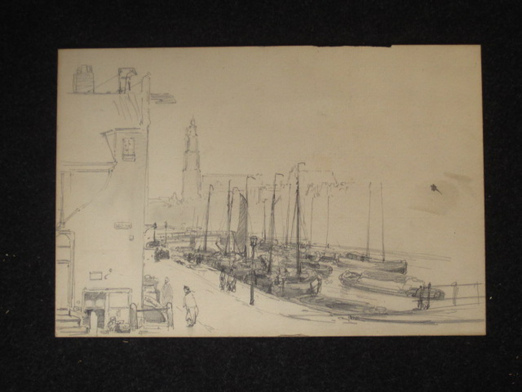 Fraaie potloodtekening G.LKiers 1838-1916 "Amsterdam Prinsengracht Westertoren"  kopen? Bied vanaf 1!