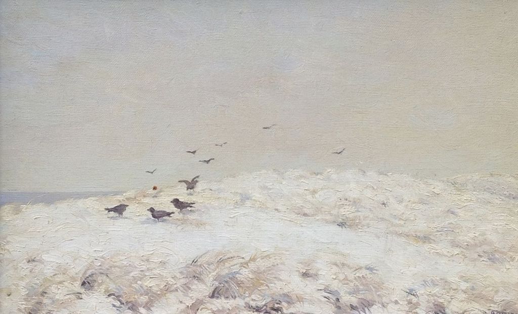 Johan Briedé, Vogels in besneeuwde duinen te Katwijk verkocht voor € 300!