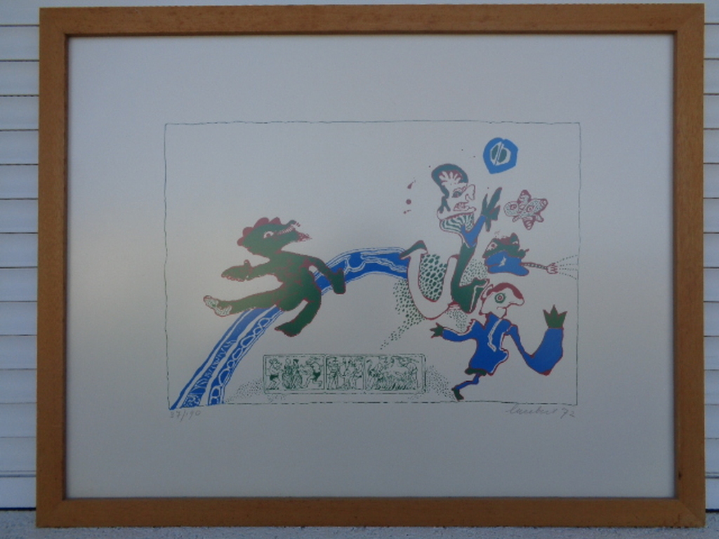 LUCEBERT, Gelimiteerde en HANDGESIGNEERDE Zeefdruk KNECHTEN VAN VISNU 1972 verkocht voor € 229!