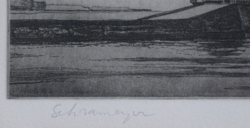 Flip Schrameijer: Ets, Zuiderpier -Ingelijst kopen? Bied vanaf 35!