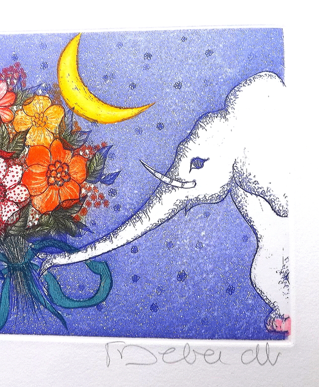 Francoise Deberdt - gesigneerde kleuren ets - La Noche - ca 1970 kopen? Bied vanaf 1!