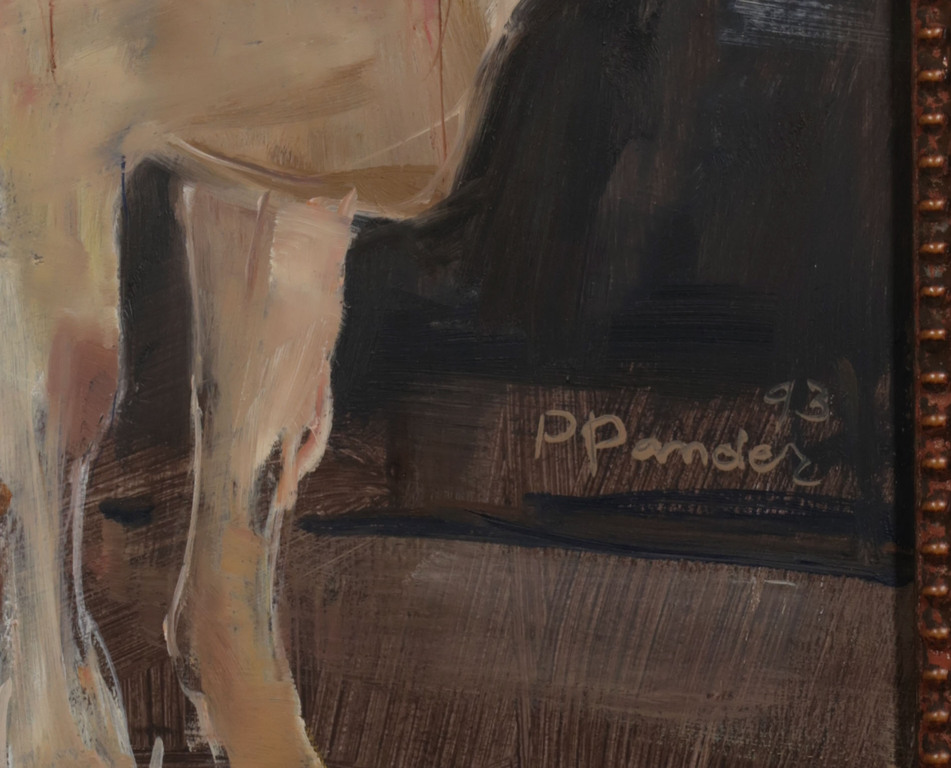 Pieter Pander: Olieverf op board, Koe - Ingelijst kopen? Bied vanaf 750!