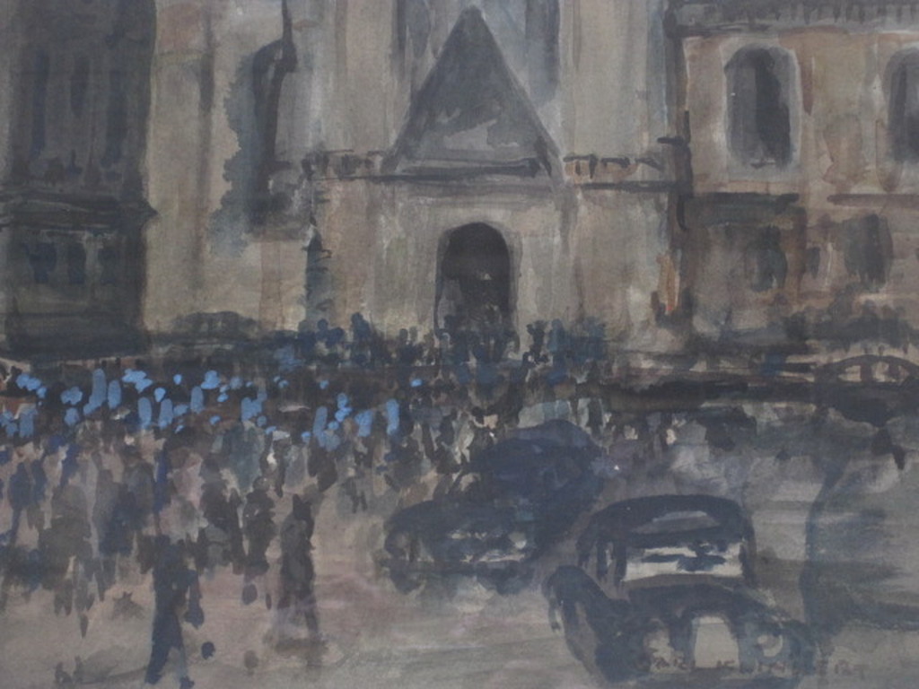 C.Klinkert "inhuldiging Juliana Amsterdam 1948" GROOT aquarel  kopen? Bied vanaf 1!