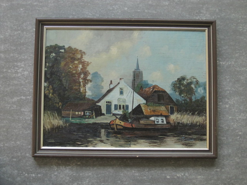 Cees Terlouw 1890-1948 olieverf "aan de Vecht" gesigneerd ca. 1920 verkocht voor € 43!