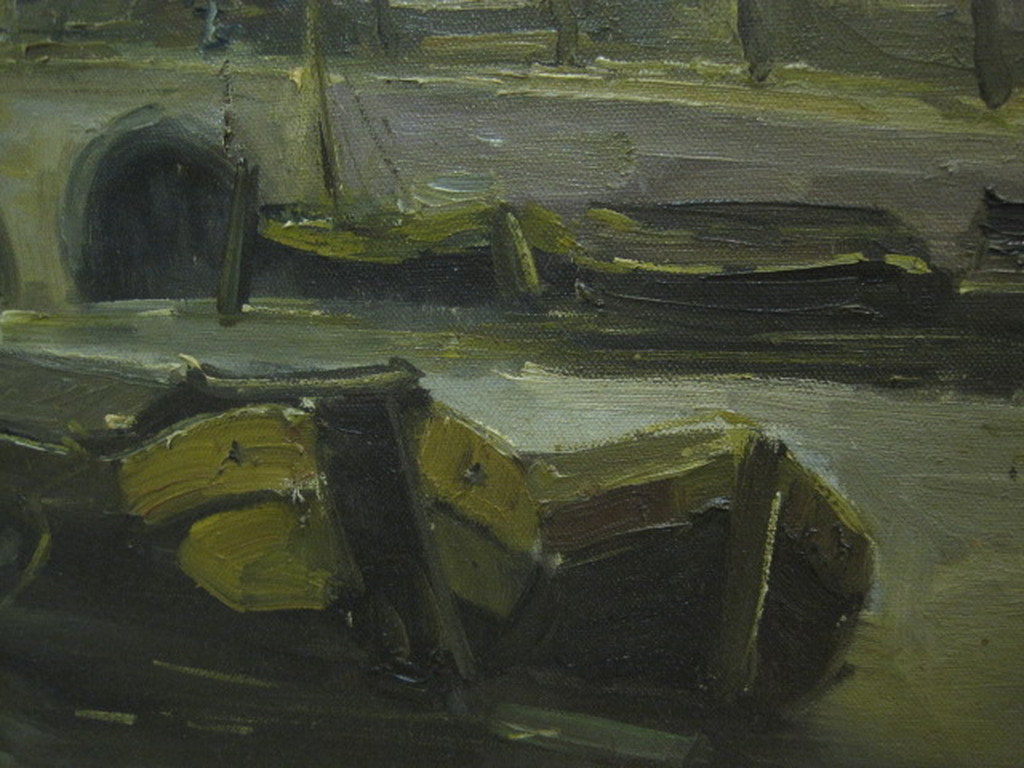 oud 1920 olieverf "Amsterdam ochtend op de Herengracht" onduidelijk gesigneerd   kopen? Bied vanaf 1!