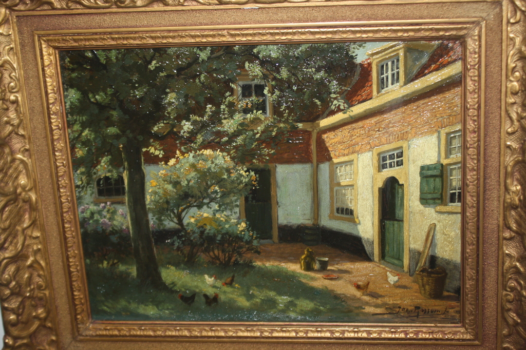 KIPPEN BIJ BOERDERIJ IN ZOMERS LICHT van JACOB van ROSSUM verkocht voor € 190!