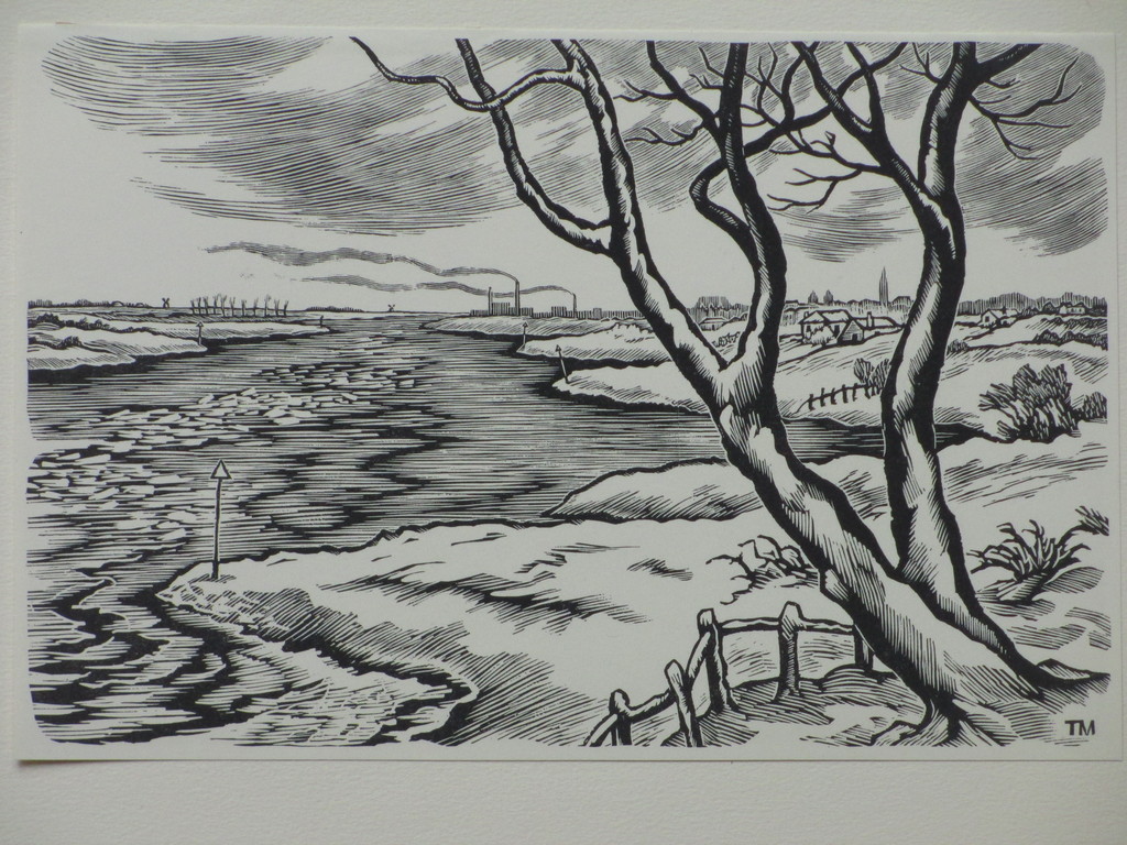 Thijs Mauve, Winter aan de Nederrijn, Houtgravure kopen? Bied vanaf 25!