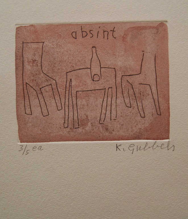 Klaas Gubbels ets met aquarel uit 2004 kopen? Bied vanaf 175!