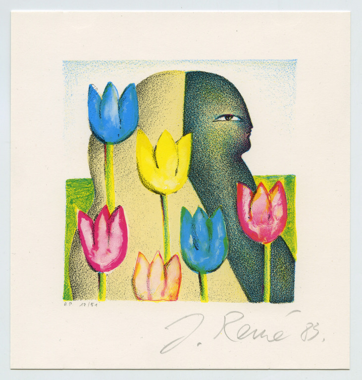 Jörg Remé, originele litho, ‘Tulpen’ 1983, handgesigneerd kopen? Bied vanaf 10!