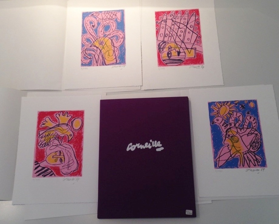 Corneille: Portfolio met 4 Zeefdrukken + gedicht van Lasse Soderberg, Allegro kopen? Bied vanaf 350!