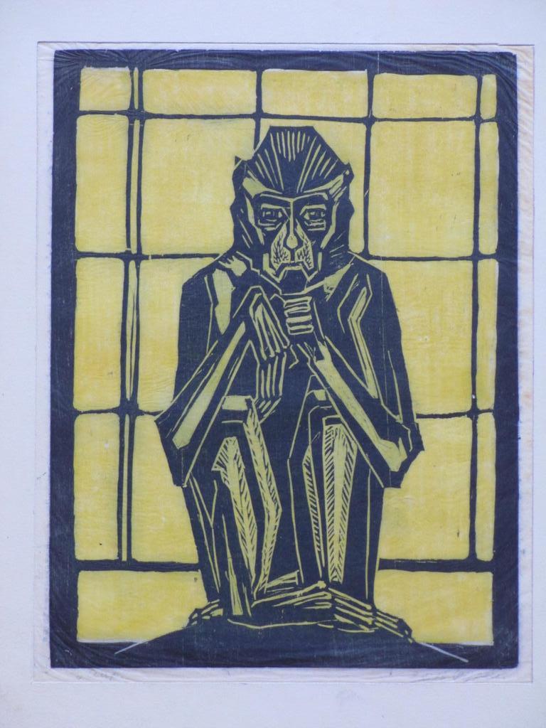 Edith Pijpers, Art Deco Aapje, Kleurenhoutsnede verkocht voor € 101!