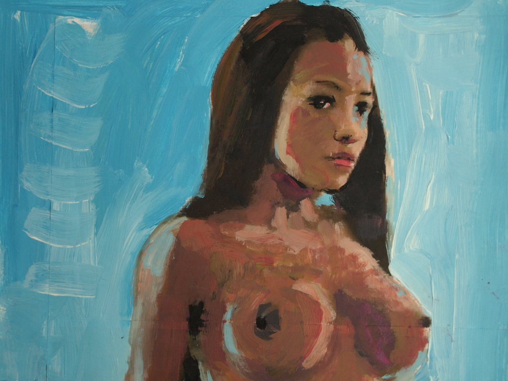 Peter Klashorst : acrylverf op papier , Naakte vrouw – 2016 kopen? Bied vanaf 75!