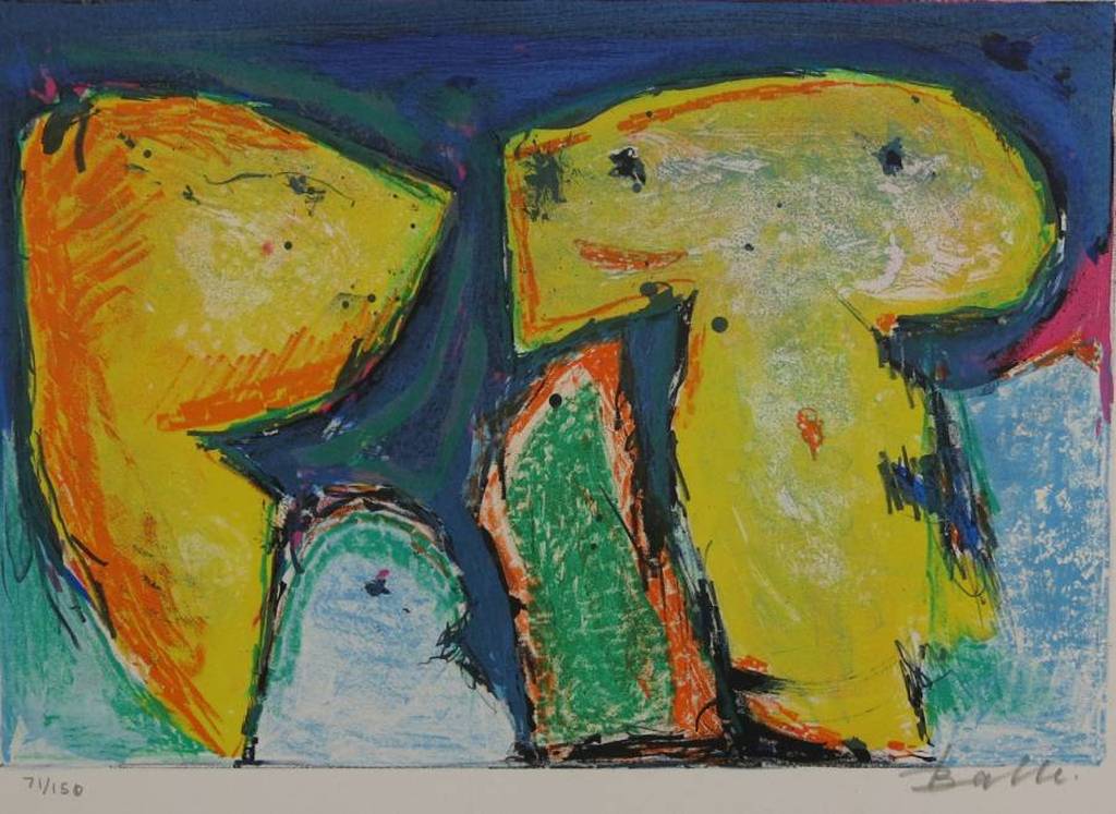 Mogens Balle: Kleurenlitho, Fantasiefiguren ( CoBrA) verkocht voor € 120!