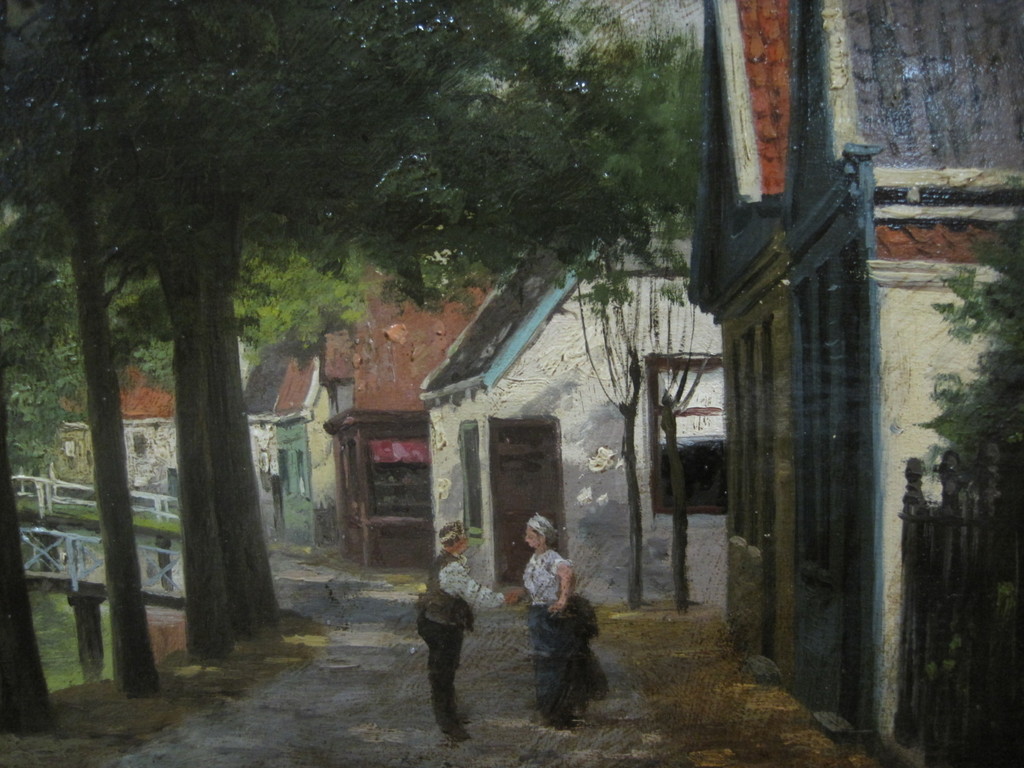 Johan Gerstenhauer Zimmerman  - olieverf ca. 1900  "Hollands dorpsgezicht"  kopen? Bied vanaf 1!