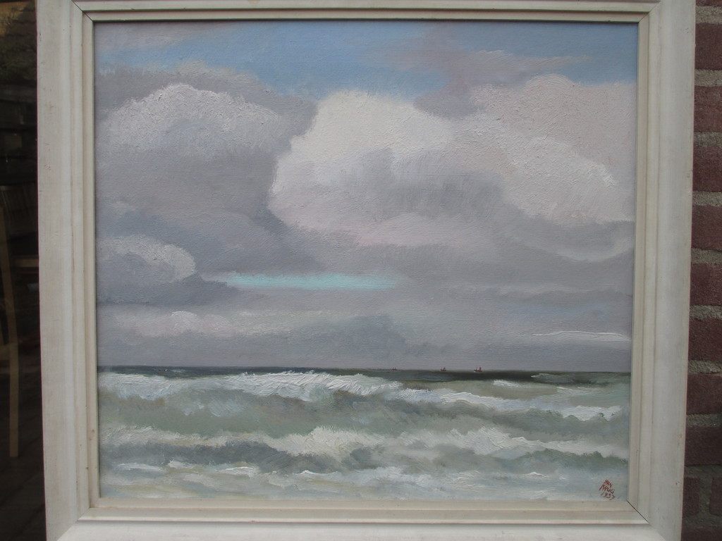 Han Krug, Wolken boven zee, Olieverf op doek verkocht voor € 85!