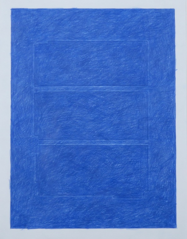 Oscar Lourens: Krijt op papier, Zonder titel (blauw) - Ingelijst kopen? Bied vanaf 60!