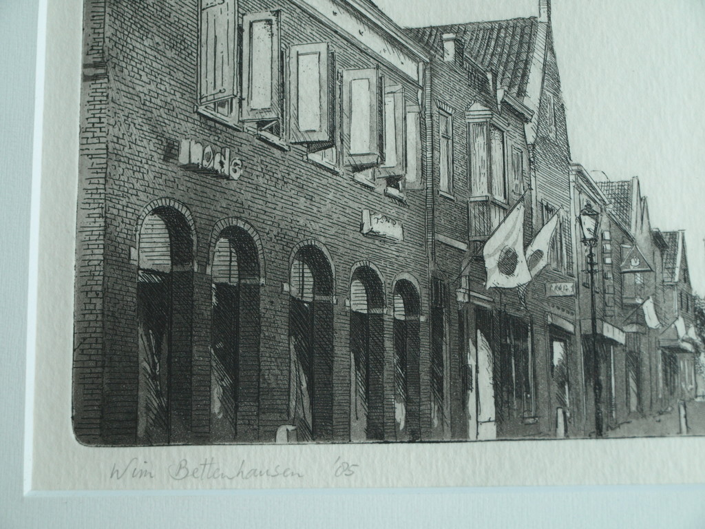 Wim Bettenhausen : Ets , Dorpshuis Zoetermeer – ingelijst – 1985 kopen? Bied vanaf 55!