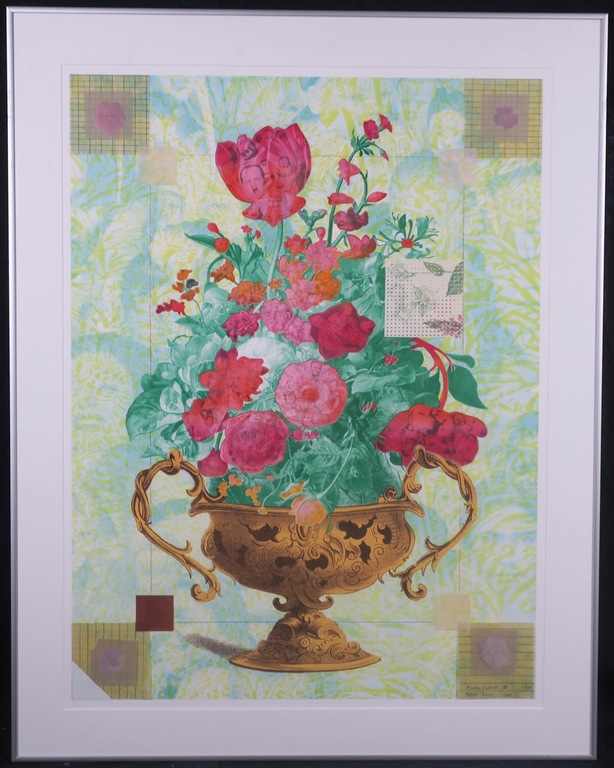 Harald Vlugt: Zeefdruk en collage, Human jungle II - Ingelijst verkocht voor € 93!