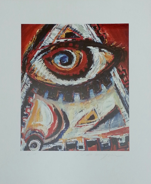 Henk Vierveijzer , zeefdruk , titel: "Oog" verkocht voor € 45!