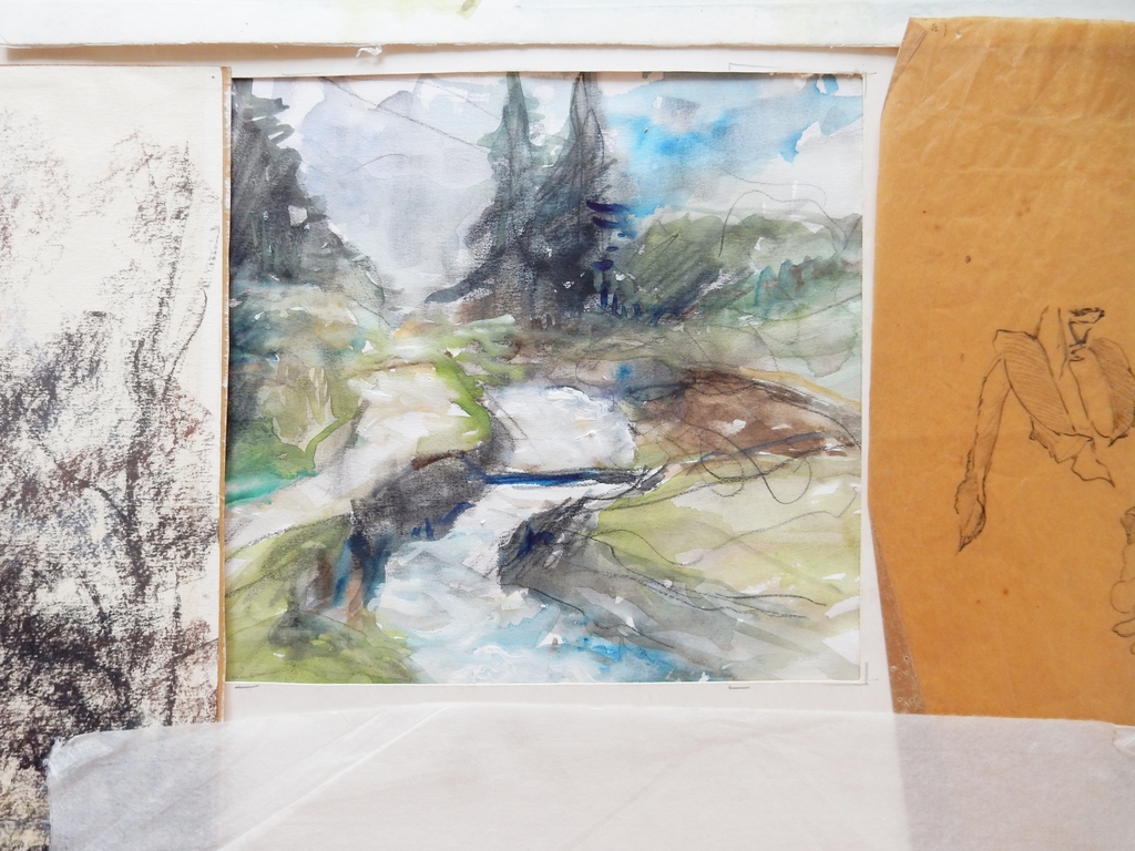 Lot oude studies en aquarellen - Landschap - 9 stuks kopen? Bied vanaf 1!